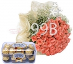 For You 20 Pink Roses Ferrero Rocher Box