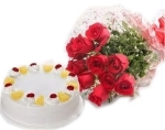 10 Red Roses N 1/2 KG Pineapple Cake