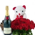 Sweet Surprise 50 Red Roses & Champagne Bottle