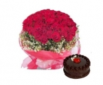 30 Red Roses with Cake