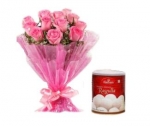 Pink Roses With Rasgulla