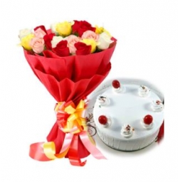 15 Mix Roses With Pineapple Cake