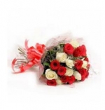 15 Red & White Roses Bunch