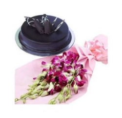 Orchids N Truffle Cake