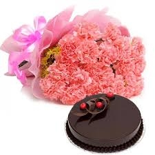 Pink Carnation With Cake