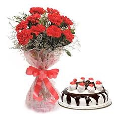 Red Carnation N Black Forest Cake