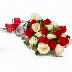 20 Red & White Roses Bunch
