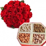 20 Red Roses With Mix Dry Fruits