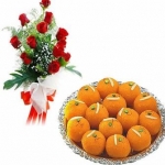 10 Red Rose N Motichur Laddu