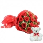 20 Red Rose With Teddy Bear