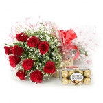 Love Devotion 10 Roses & ferrero rocher