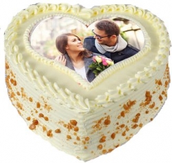 Heart Shape Butterscotch Photo Cake
