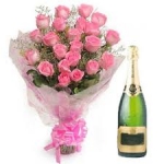 Pink Rose With Champagne