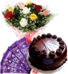 10 Mix Roses With Cake N Chocolate