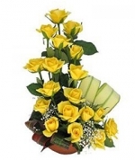 15 Yellow Roses Basket