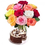 Sweet Gesture 12 Roses Black Forest Cake