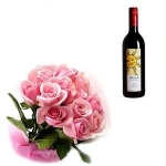 Pink Roses N Wine Bottle