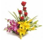 Orchids Lily N Rose Basket