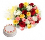 Mix Roses With Pineapple Cake