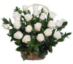 20 White Roses Basket