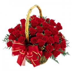 50 red roses Basket