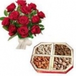 Diwali Wishes With Roses N Dry Fruit