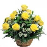12 Yellow Rose Basket