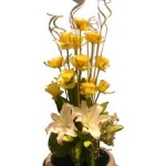Yellow Roses Liliums lily Basket
