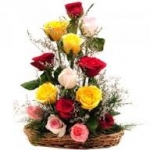 12 Mix Roses Basket