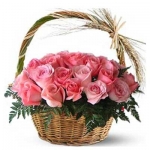 20 Pink Roses Basket