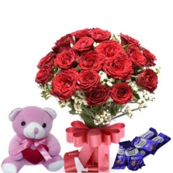 Sweetie N Cutie 10 Roses Teddy with Chocolates