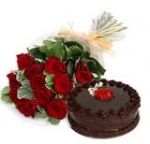 Birthday Wishes 10 Roses  1/2kg Chocolate Cake